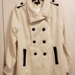 BCX White/Black Pea Coat